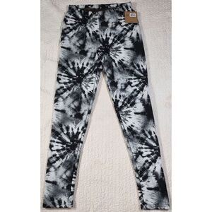NWT Just Cozy Faux Fur Lined Black and White Tie-Dye Leggings M/L